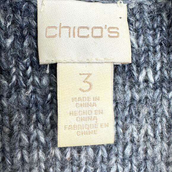 Chico's Women's Wool Blend Short Sleeve Zip Knit Sweater Gray Size XL - Picture 2 of 9